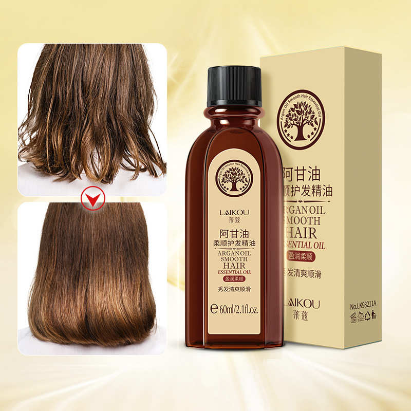 Laikou Argan Oil Leave-In Hair Care Essential Oil 60ml, разглаживает пушащиеся сухие волосы, поставка от производителя, возможен дропшиппинг