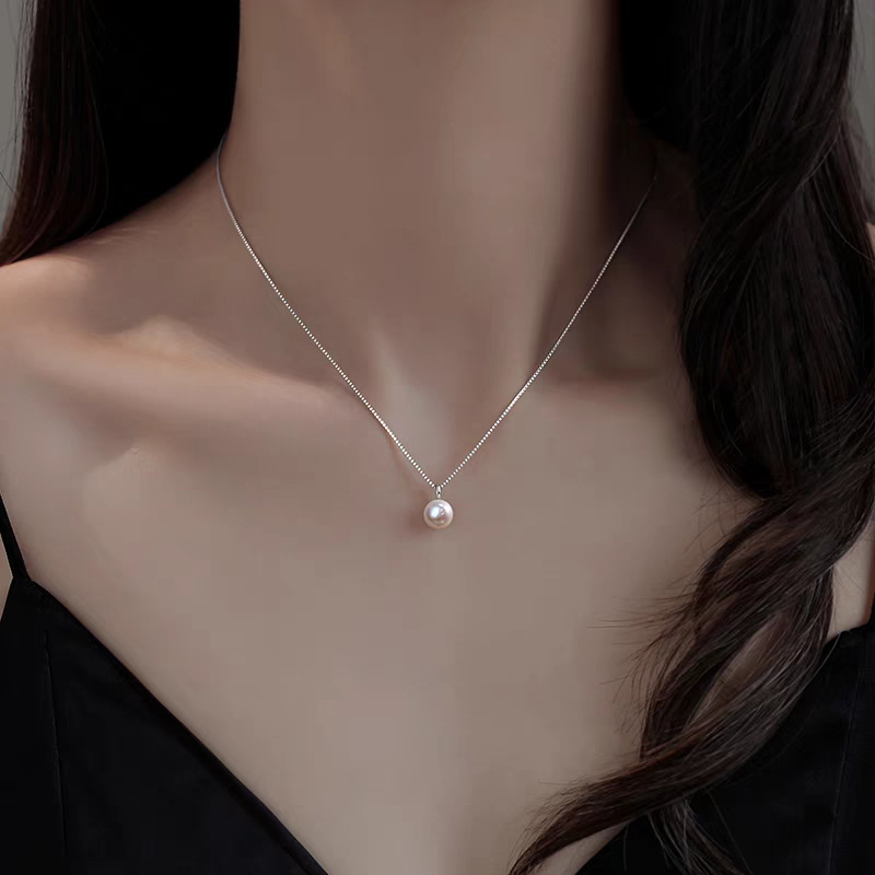 S925 gümüş tatlı su incisi kolye kadın, klavikula zinciri