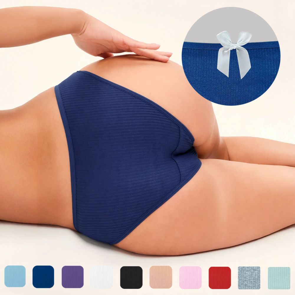 Ribbed Pure Cotton Women's Briefs, Plus Size, Four Seasons