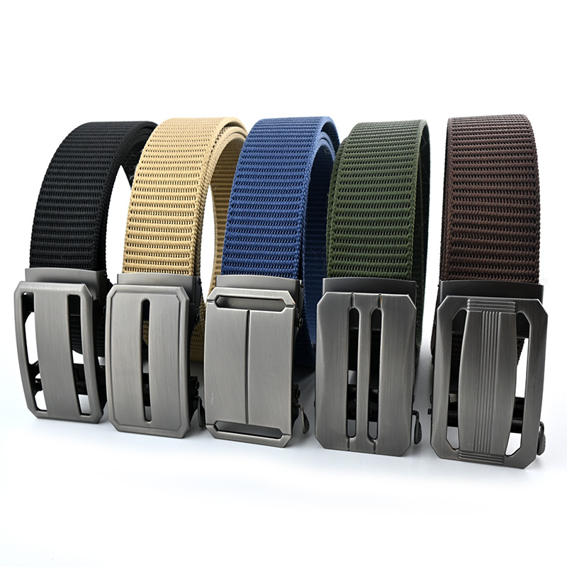 Men's Woven Nylon Fabric Ground Stall Belt Wholesale Factory Simple No Label Spring Automatic Buckle Online Store Gift Belt