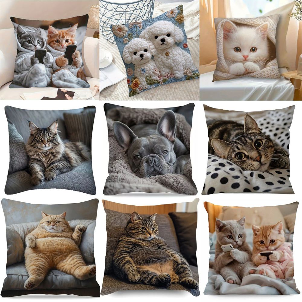 TEMU meistverkaufte Katzenkissenbezug, zum Spielen mit dem Mobiltelefon, niedlicher Katzenschlafzimmer Zuhause Sofa dekorativer Dekokissenbezug Großhandel