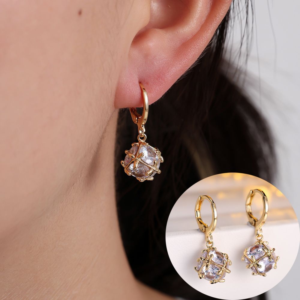 Zirconia women's earrings, luxury style, versatile - 1