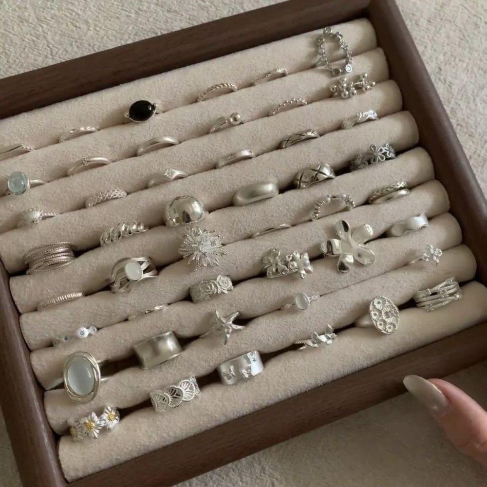 S925 silver vintage ring open adjustable