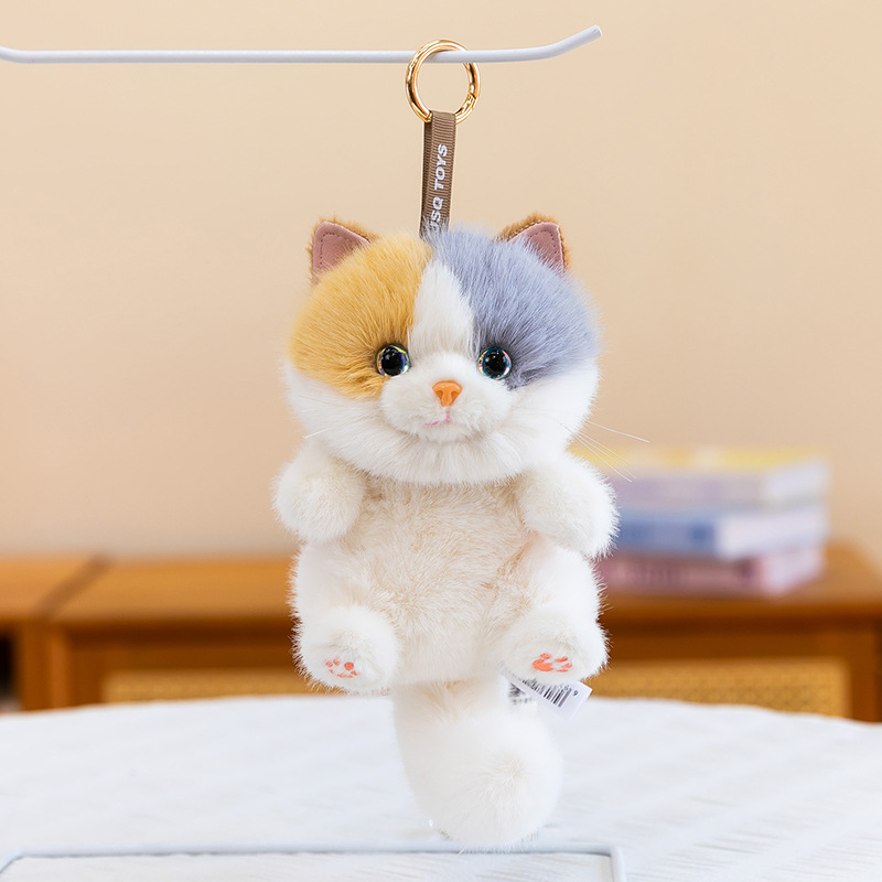 Cute Calico Cat Plush Keychain, Ragdoll Cat Bag Pendant for Girls