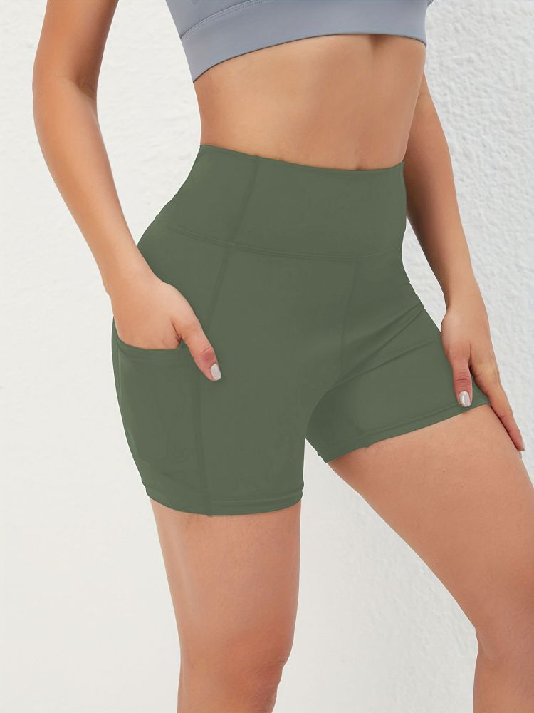 Yogashorts für Damen mit Taschen, hohe Taille, Sommer, Laufen und Fitness