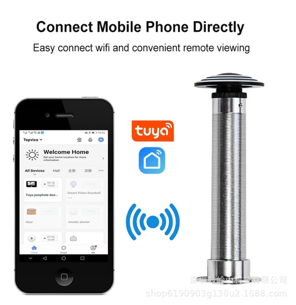 5G dual-band Tuya cat eye camera 15.8mm diameter night vision illuminated wide-angle cat eye camera 16mm Tuya smart