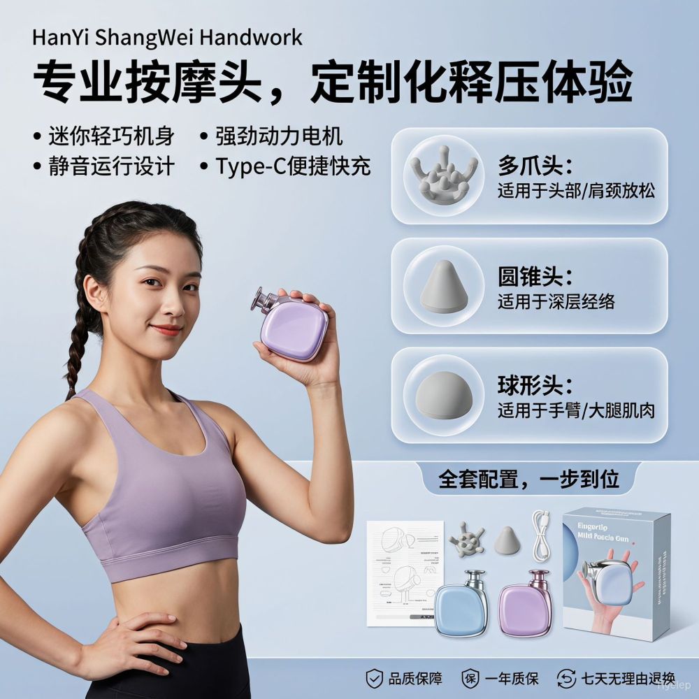 跨境无刷筋膜枪口袋迷你肌肉电动按摩器腰部背部颈椎mini按摩枪
