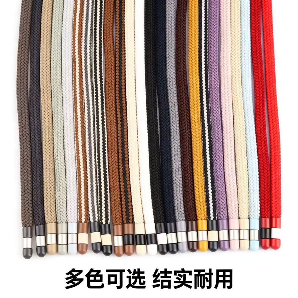 7mm Three-Piece Alloy Head Nylon Flat Cord Casual Sports Pants Waist Cord Versatile Casual Hoodie Drawstring In Stock
