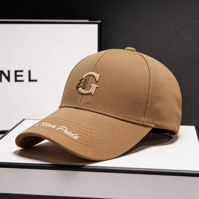 Baseballkappe Herren modisch Trend Ananas-Stoff Buchstaben-Logo Alltag vielseitig steife Kappe breite Krempe verkleinert Gesicht Enten-Schirmmütze - 11