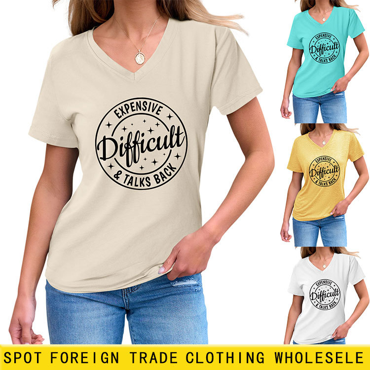 Women's Short-Sleeve V-Neck T-Shirt, Stylish Fashion Design