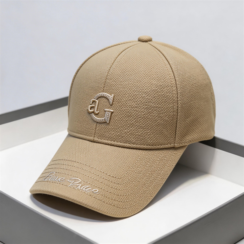 Baseballkappe Herren modisch Trend Ananas-Stoff Buchstaben-Logo Alltag vielseitig steife Kappe breite Krempe verkleinert Gesicht Enten-Schirmmütze - 4