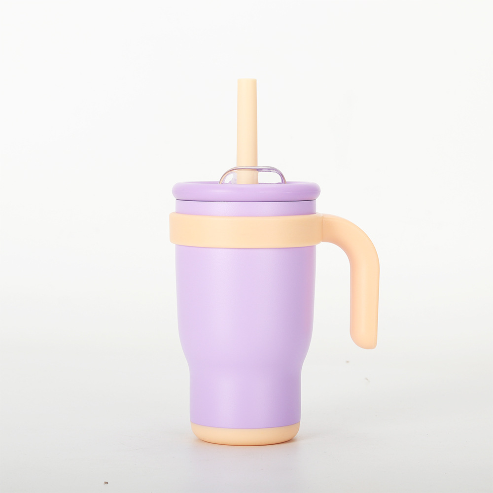 Back to school season contrast color 14oz straw car cup children student thermos cup stainless steel water cup handle car cup - 10