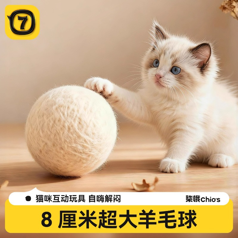 Silent Wool Ball Cat Toy for Kittens - 1