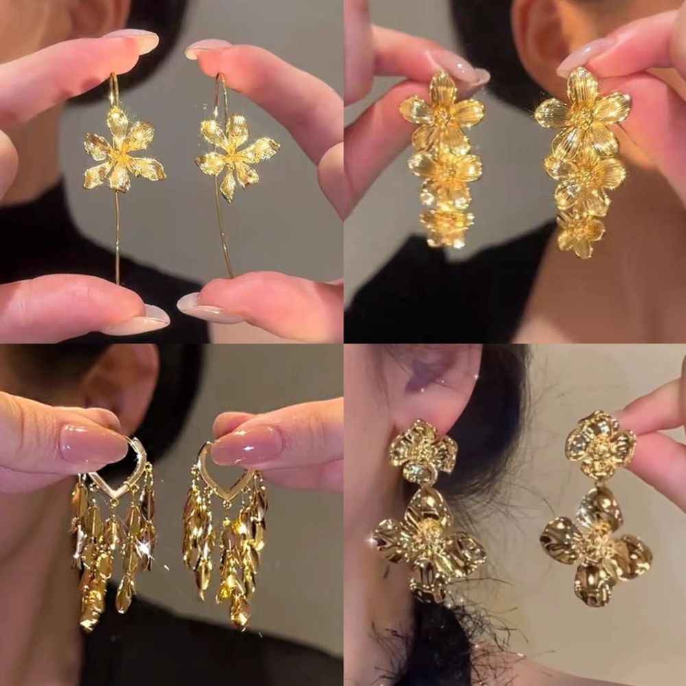 Silbernadel europäische und amerikanische grenzüberschreitende blumige geometrische quasten ohrringe moderner metallstil ohrringe leichte luxus high-end ohrringe großhandel