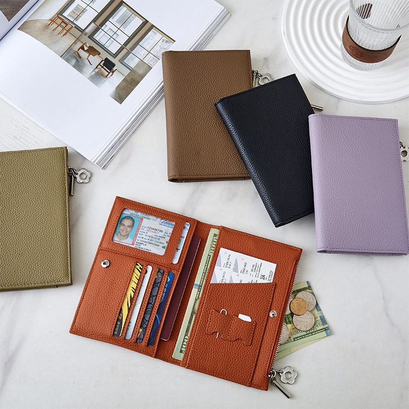 Genuine leather passport holder and wallet, multifunctional - 1