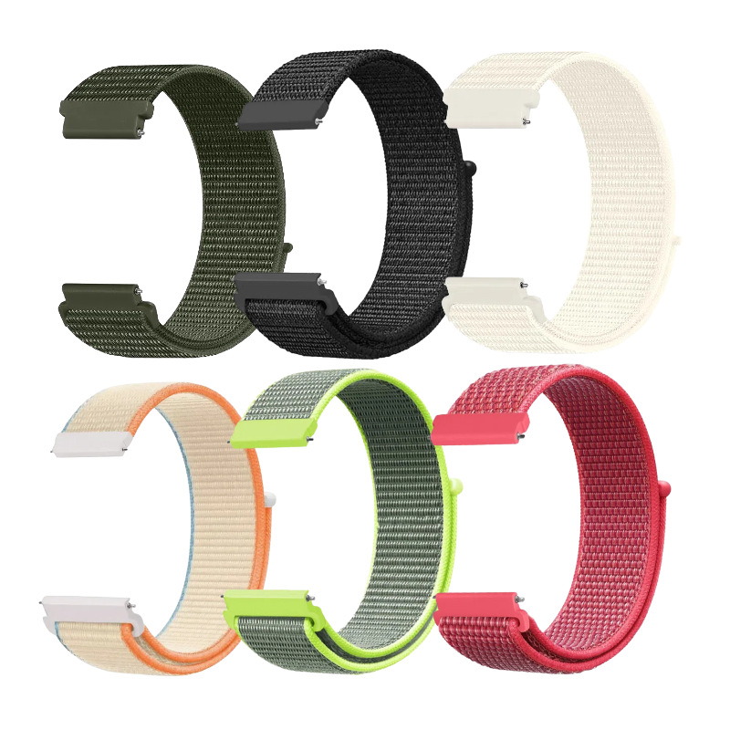 Nylon Hook-and-Loop Fashion Sport Watch Strap for Samsung, Huawei, Garmin, 18MM, 20MM, 22MM Styles