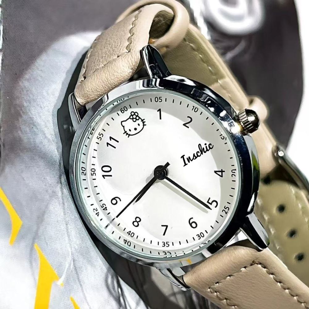 E-Commerce Neu-Kollektion Damen-Armbanduhr KT Cat Lederarmband Armbanduhr Großhandel Live-Streaming Verkaufsschlager Damenuhr Schüler-Prüfungsuhr