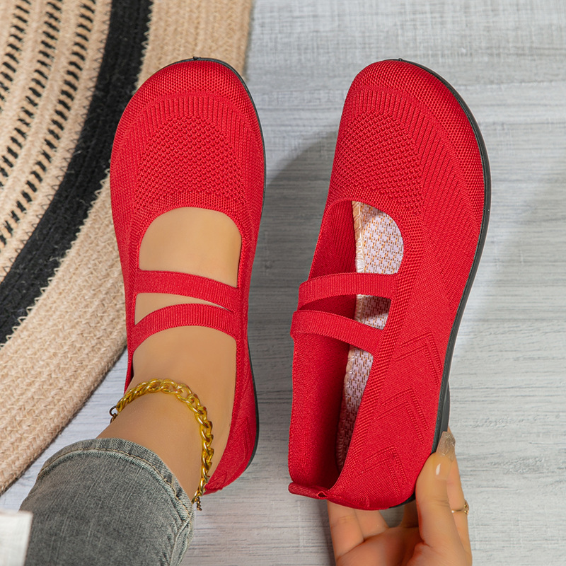 Kadın Uçan Örgü File Üst Düz Taban Loafer Ayakkabı Rahat Slip-On