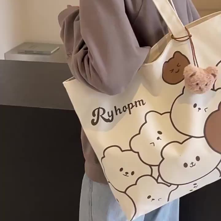 Arbeitstasche mit Reißverschluss, Japanischer Anime-Stil, große Kapazität Schülertasche, vielseitige Segeltuch-Tasche, Handtasche. - 1