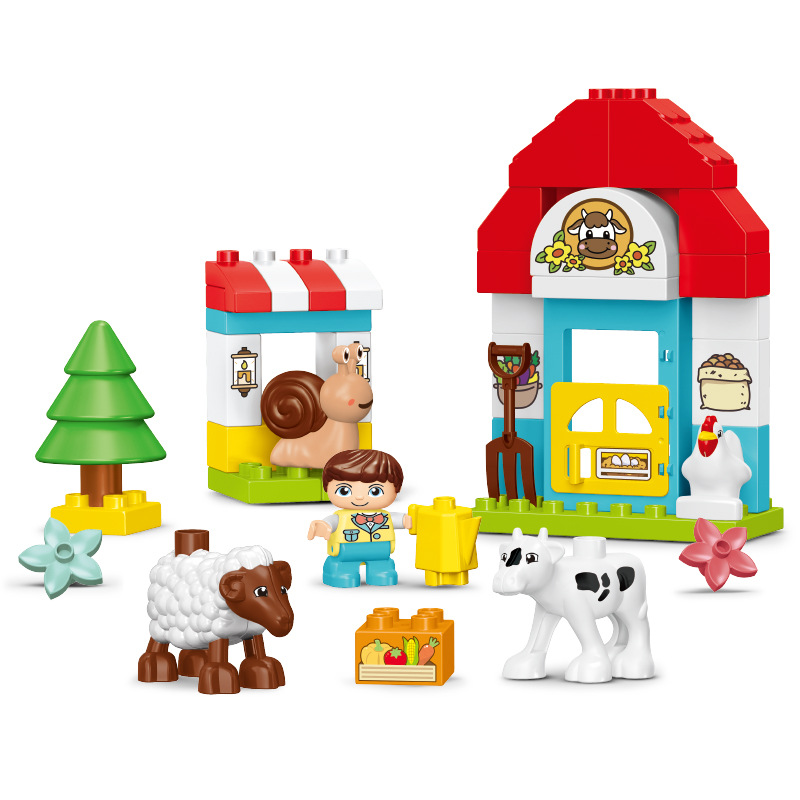 Kinder-Großbausteine ab 3 Jahren, Bauernhof-Tiere-Set zum Zusammenbauen, Kindergarten, für Jungen und Mädchen, DIY-Lernspielzeug zum Stecken und Bauen, Großhandel