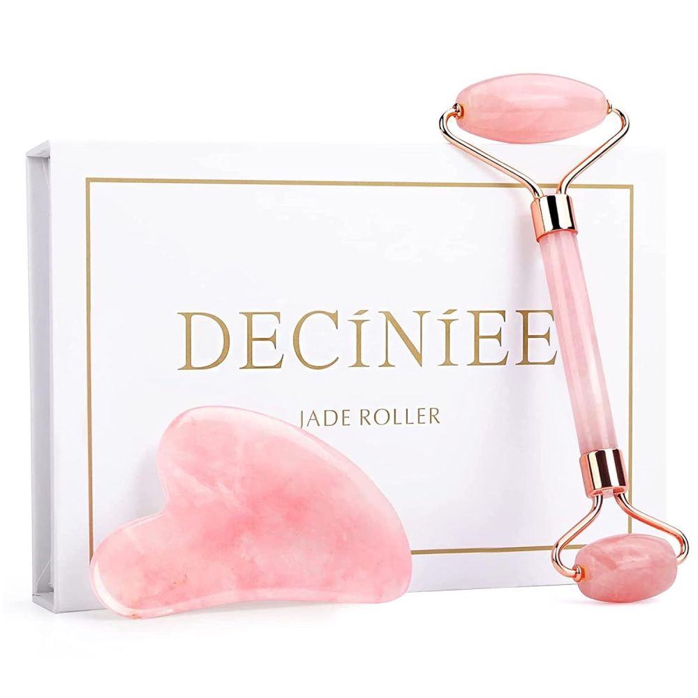 Kaynağından Fabrika Pembe Kristal Masaj Roller Jade Roller Masaj Cihazı Parmak Gua Sha Tahtası Hediye Kristal Güzellik Aracı