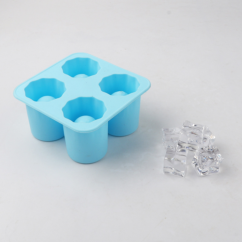 Vierlöchrige Eiswürfelform aus Silikon, zylindrische Eiswürfelform für Wasserglas, Cola-Eiswürfel, Whisky-Eiswürfelform, Topf-Schleifwerkzeug - 9