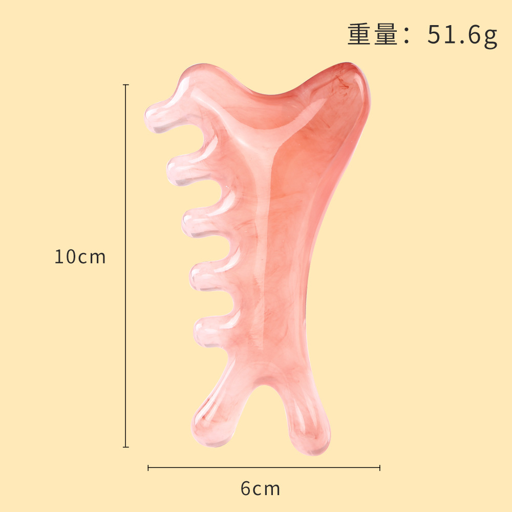 Premium reçine gua sha güzellik tahtası, çok fonksiyonlu baş terapisi, yüz akupresürü, baş ve vücut için meridyen masaj tarağı, dörtü bir arada.
