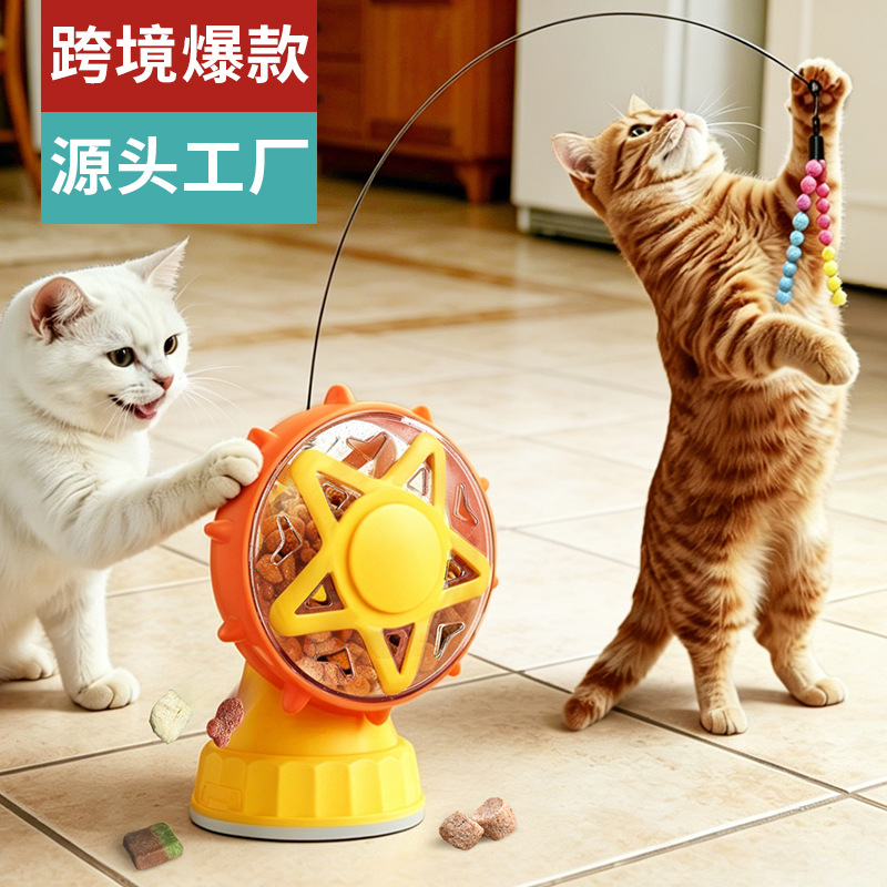 宠物用品工厂家批发公司新爆款亚马逊逗猫转盘漏食摩天轮猫咪玩具 - 1
