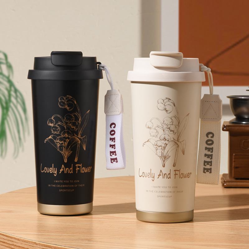 316 Stainless Steel Thermos Cup with Straw, Women's Design