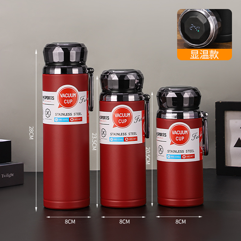 Neue Thermoskanne aus Edelstahl 316, Outdoor-Trinkbecher mit großem Fassungsvermögen, doppelwandige Vakuum-Trinkflasche mit Trageschlaufe - 12