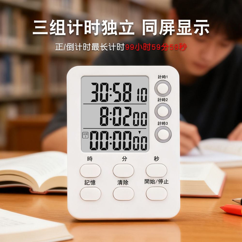 Magnetic Kitchen Timer, Multiple Timer and Work Time Management Tool - 1
