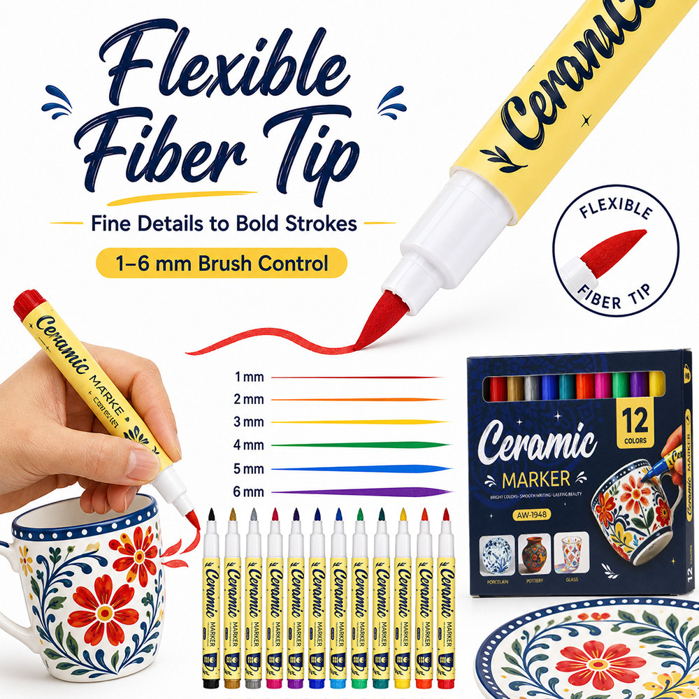 Ceramic paint marker set, waterproof, DIY - 1