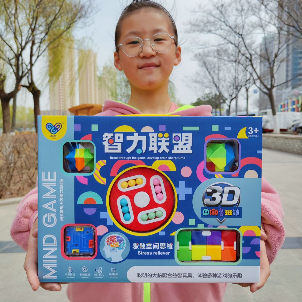 5-in-1 Intelligence Rubik's Cube Set with 3D Maze and Luban Lock