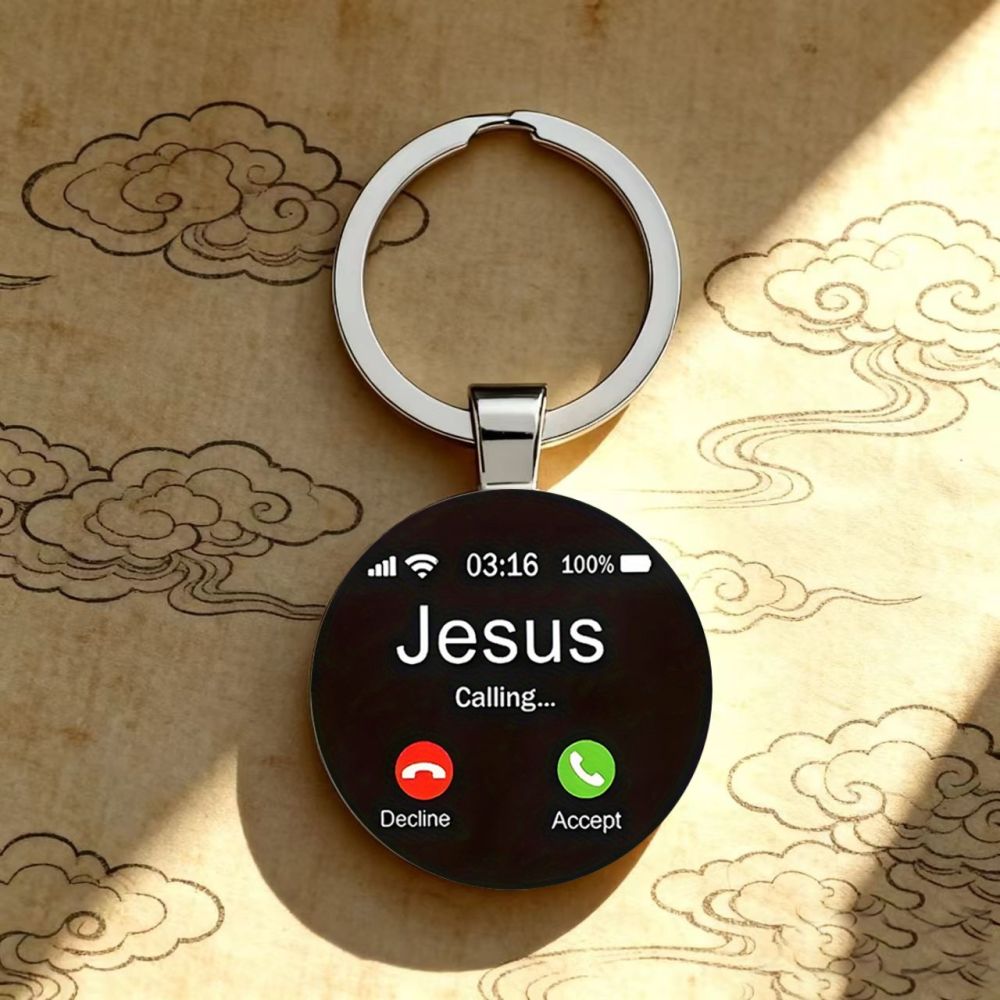Cross-border Hot Seller Phone Incoming Call Screen Pattern Alloy Glass Keychain Accessory