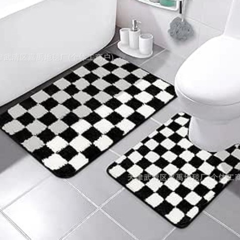 Cross-border Minimalist Faux Cashmere Bathroom Toilet Two-Piece Set Floor Mat Restroom Anti-Slip Mat Amazon Dropshipping Doormat