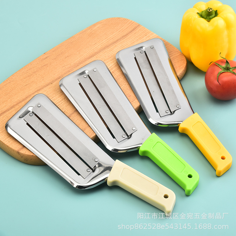 Edelstahl-Schälmesser, zweiseitige Hobel, multifunktionale Krauthobelmaschine, Zuckerrohr-Zerkleinerungsmesser, Schneid- und Zerkleinerungsmesser mit Gummigriff