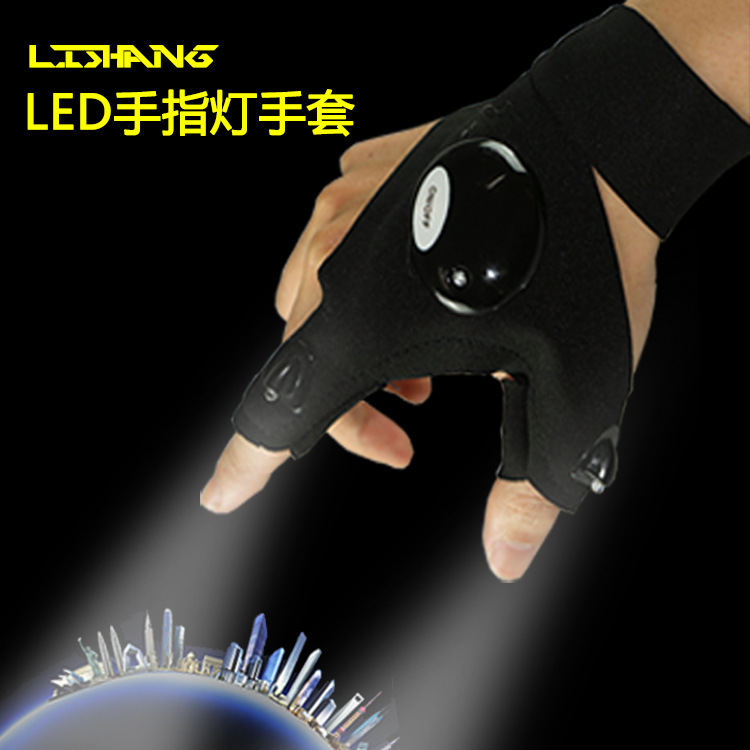 LED-beleuchteter Angelhandschuh mit halben Fingern für den Winter