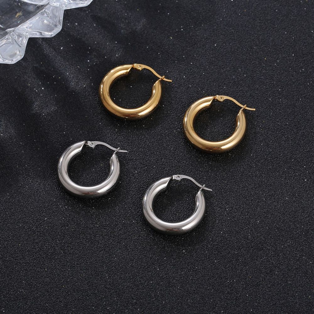 Damen-Kreolen aus 18K vergoldetem Edelstahl, geometrisch