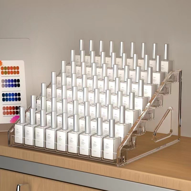 Aufbewahrungsbox für Nagelkunst mit mehreren Schichten, transparente Nagellack-Vitrine, Regal für Lippenstift, Kosmetik, Nagellack und Klebstoff-Lagerung für den täglichen Hausgebrauch - 3