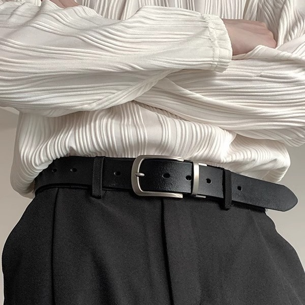 Men's belt %100 genuine leather pin buckle cowhide belt youth versatile fashion men's belt men's wholesale high quality.