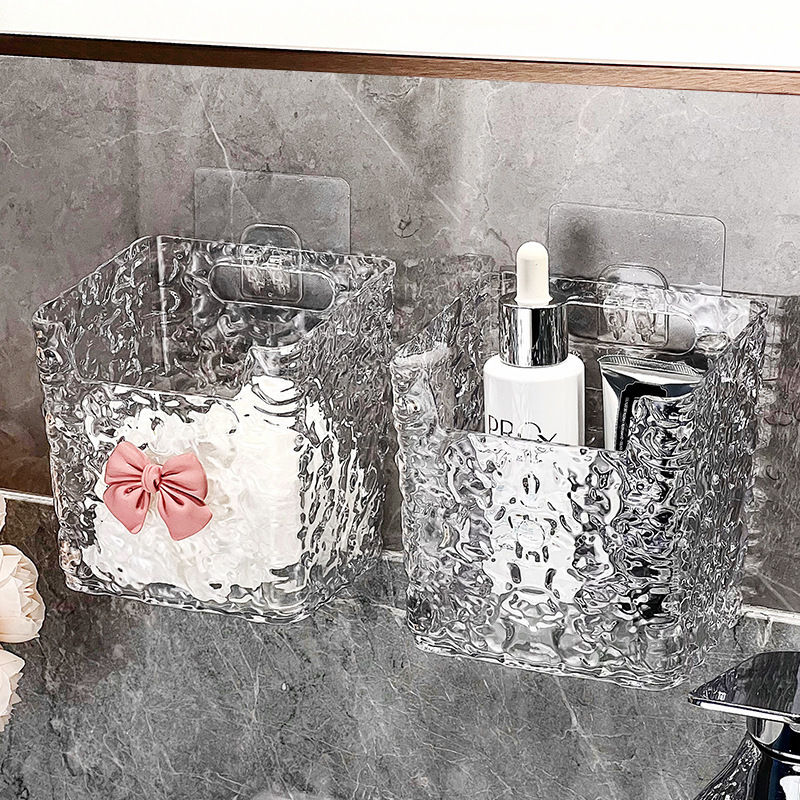 Bathroom water ripple storage shelf home bathroom toothbrush holder waste face towel storage box spring high-end - 1