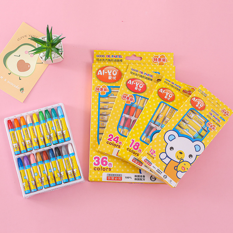 Children's Oil Pastel Set, 12 to 36 Colors