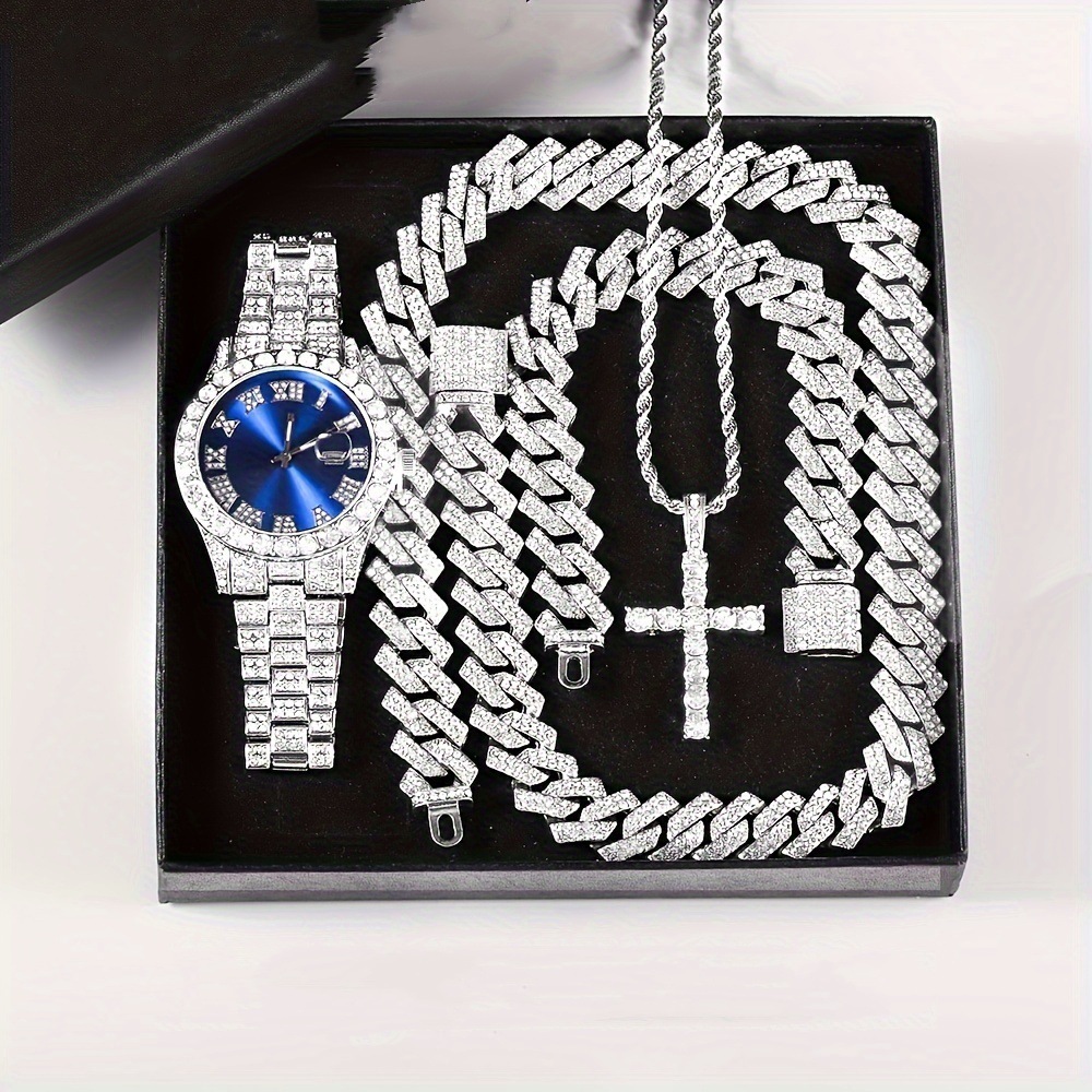 Herren-Quarzuhr und Kubanische Armband-Set