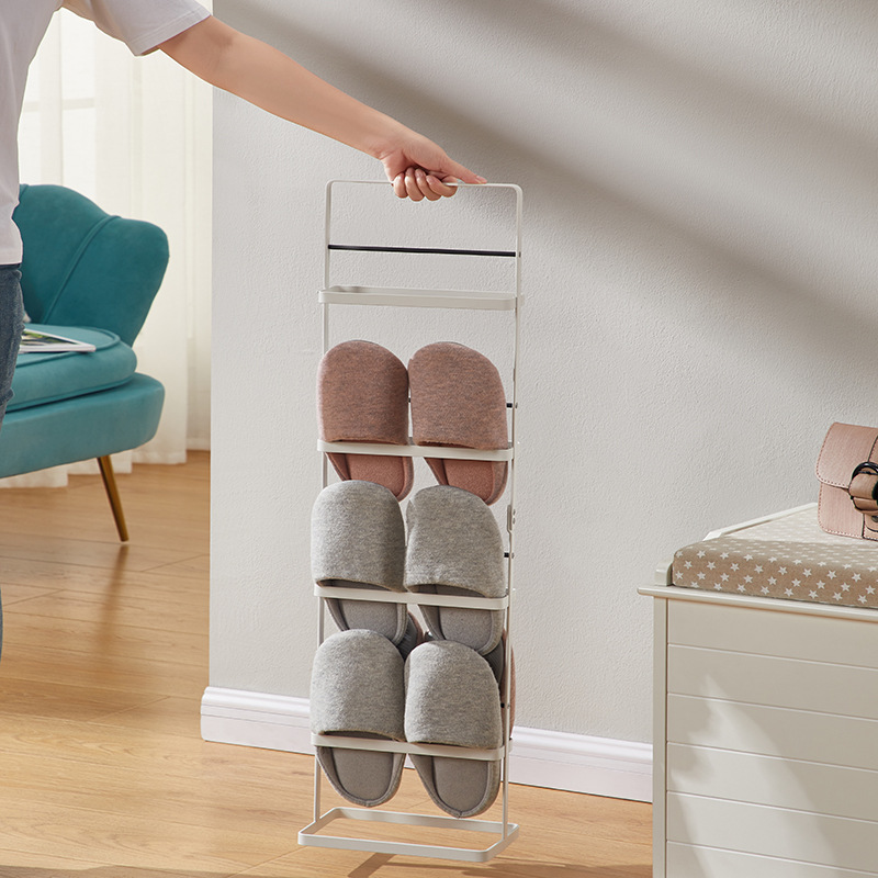 Beliebtes freistehendes Schuhregal im japanischen Stil aus Kohlenstoffstahl, tragbares mehrstöckiges doppelseitiges Hausschuhregal, einfaches Schuhregal für die Tür, ab einem Stück.