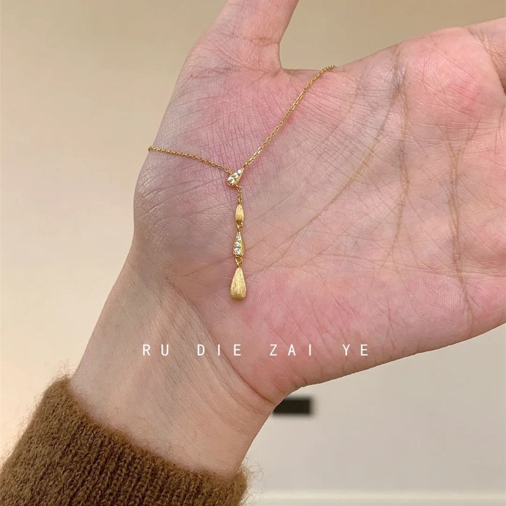 Zirkon su damlası kolye, minimalist, hafif lüks - 1