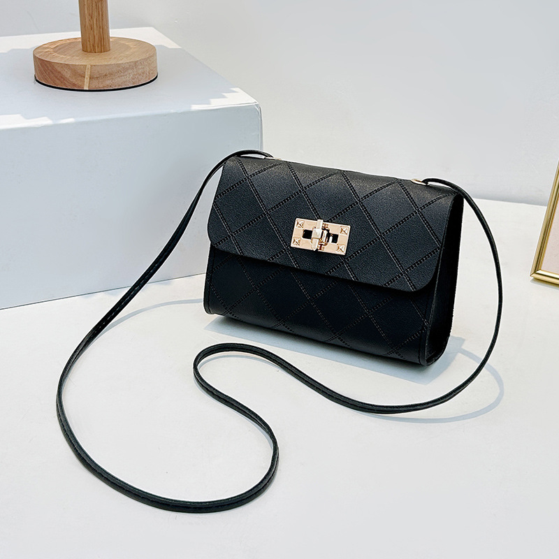 2024 neue diamantgeprägte kleine quadratische Tasche mit Schloß und Trageriemen tägliche einfache Geldbörse für Kleingeld modische kleine Tasche Dropshipping - 7
