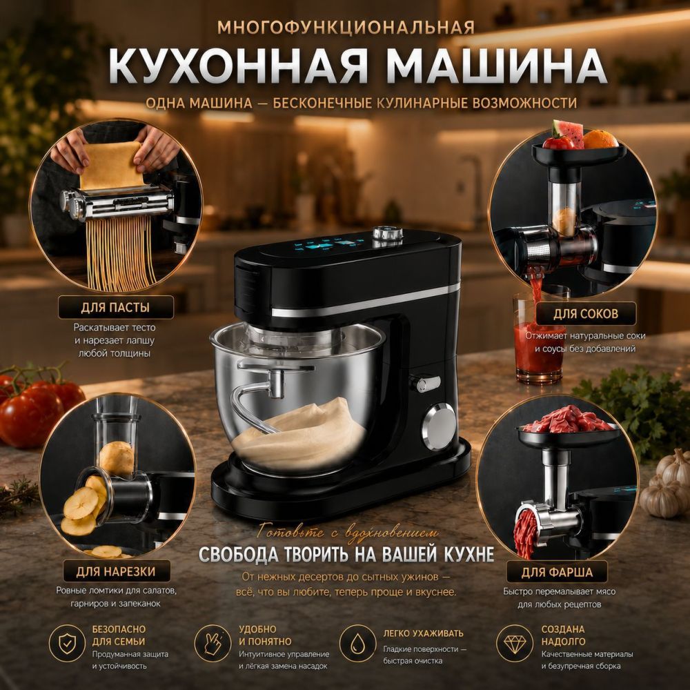 Multifunctional kitchen machine dough mixer blender grinder