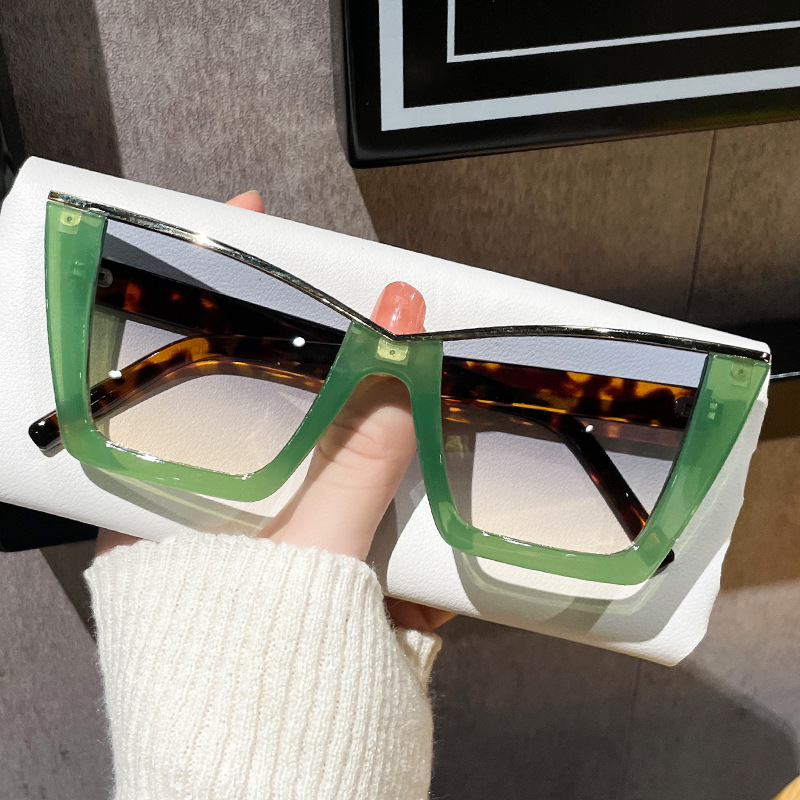 Gold-Accent Cat-Eye Sunglasses, UV400 Protection, Minimalist