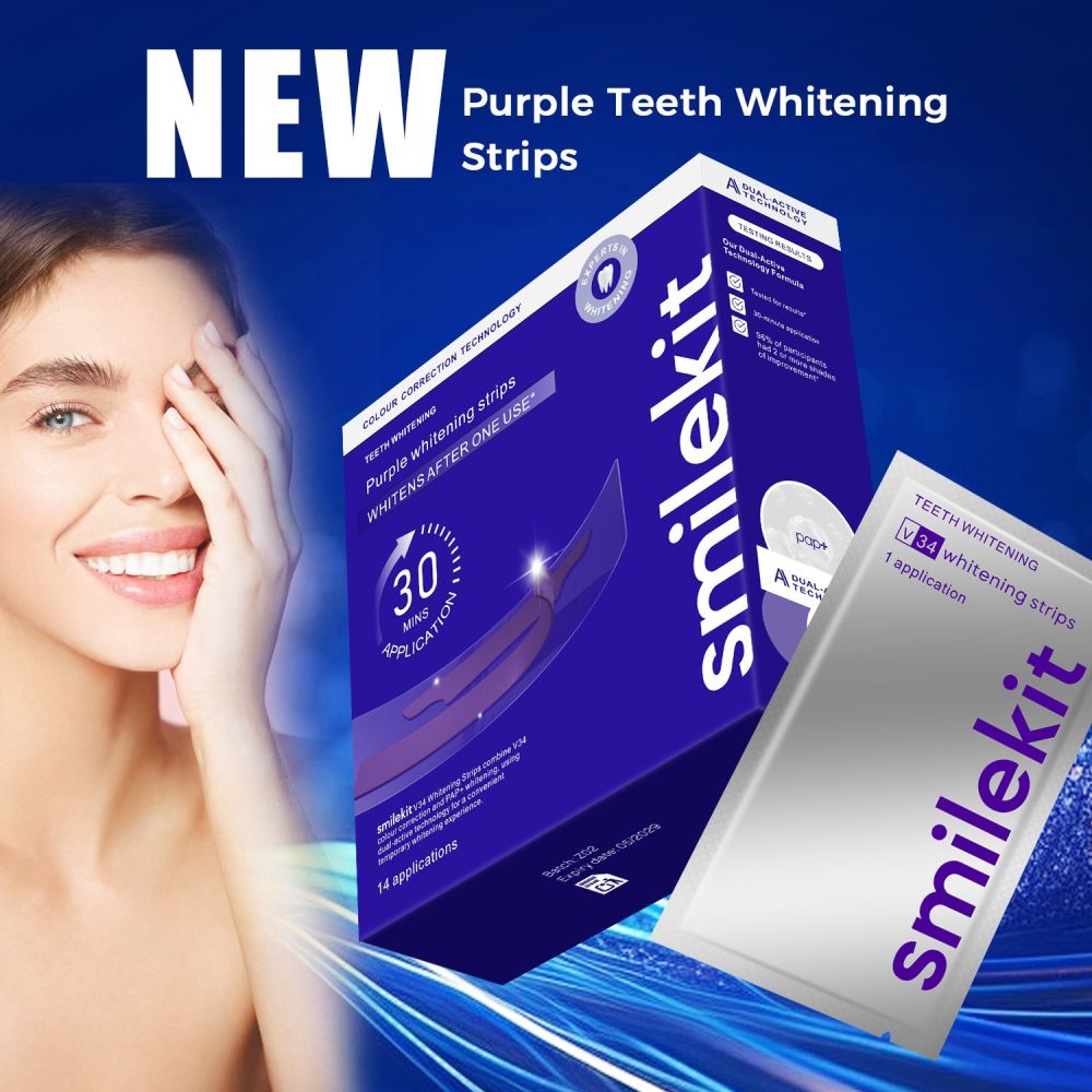 V34 violette Zahnaufhellungsstreifen, Großpackung