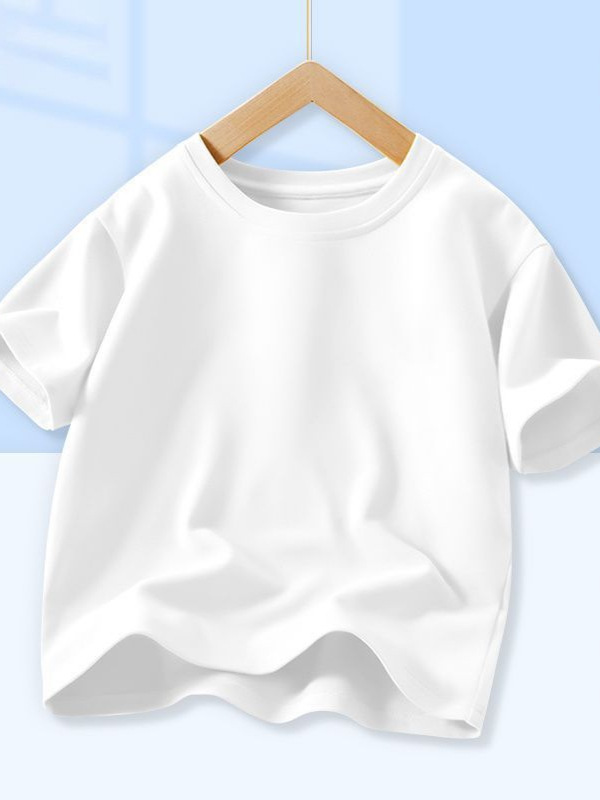 Çocuk kısa kollu pamuklu t-shirt, düz renk, bol kesim, yaz için ince model